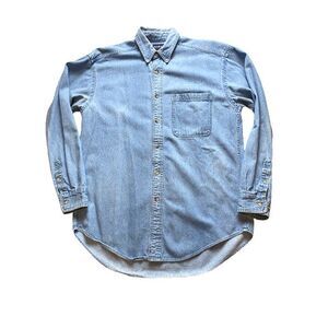 Vintage Swingster Shirt Adult Medium Blue Denim Button Up Oversized Shacket Mens